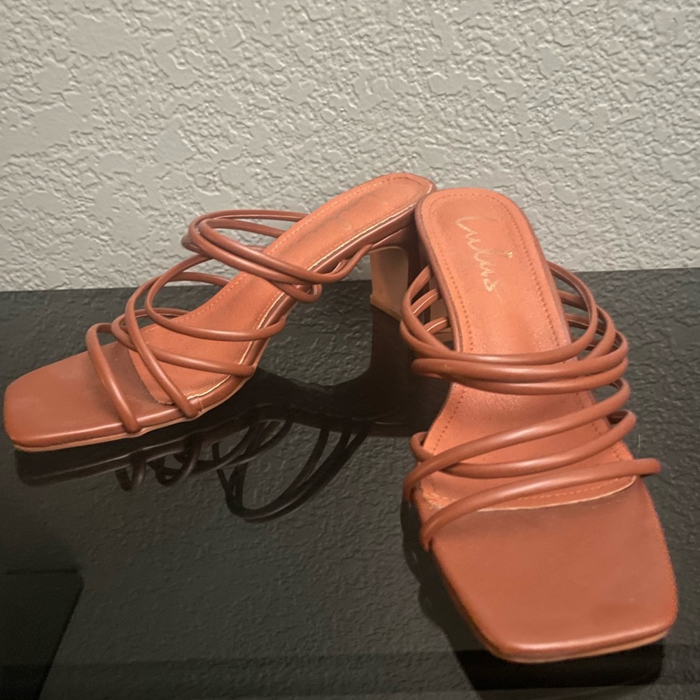 Lulu’s auburn sandal heels